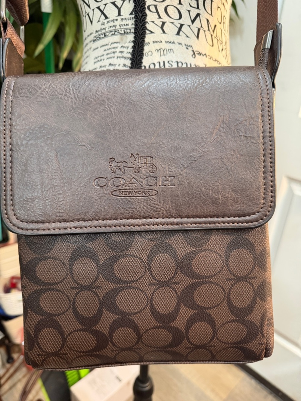 Brown Signature Messenger Crossbody Bag